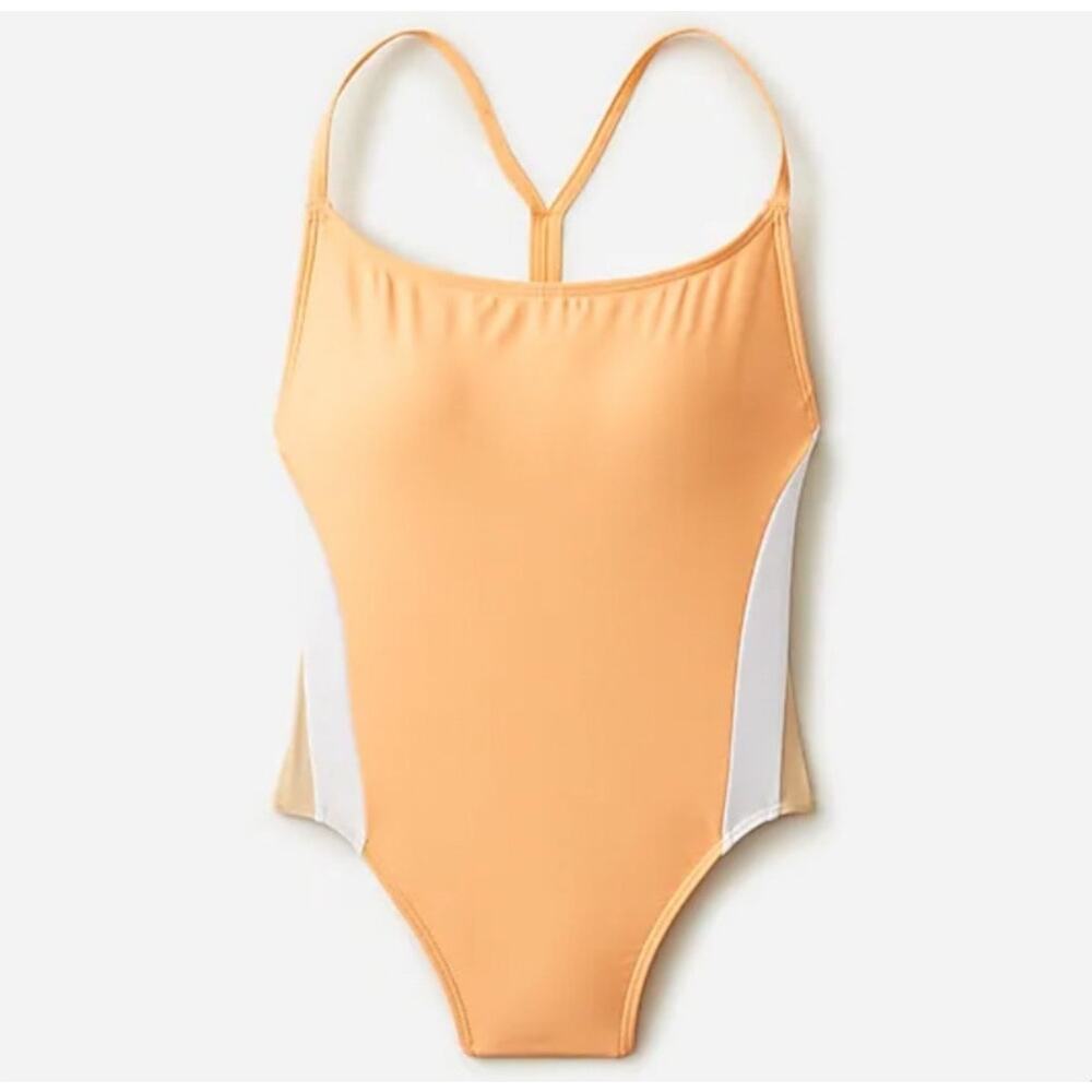 J Crew One Piece Swimsuit Womens Size 20 NWT Active Colorblock Bright Canteloupe